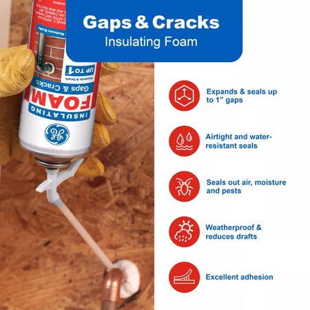 Ge White Foam Gaps and Cracks Insulating Sealant 12 oz 2844271